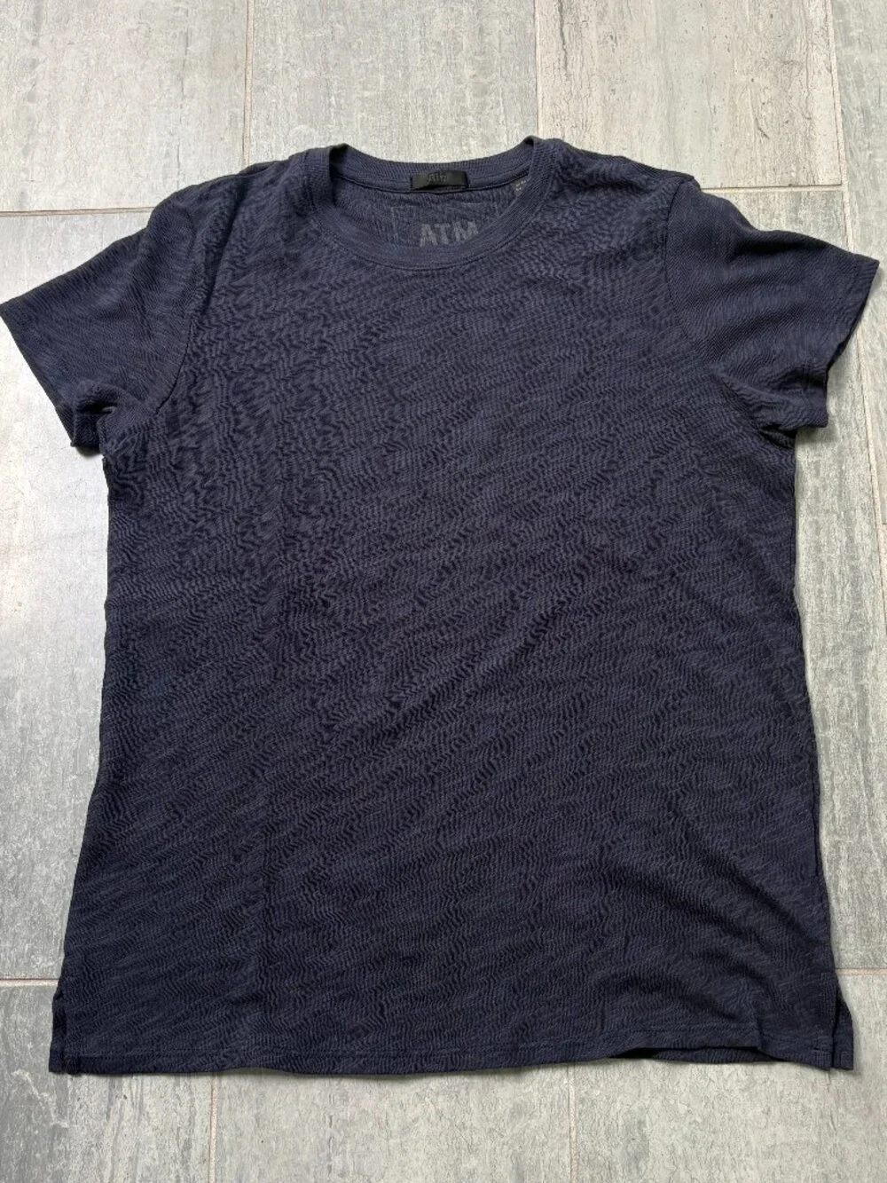 ATM Anthony Thomas Melillo Slub Cotton Crewneck Tee Blue Medium - Picture 2 of 9